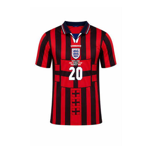 England 1998 Red Away Retro Football Shirt